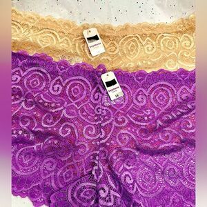 Nwt - 2 Pair Boy-Short Panties Purple & Peach
